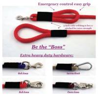 Double Handle Safety Dog Leashes - 5/8 Inch Round "Be the Boss" Safety Dog Leashes