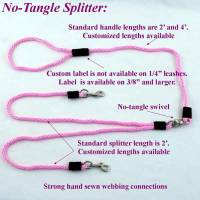Soft Lines, Inc. - 4' "No-Tangle" Splitter Round Snap Leashes 1/4"