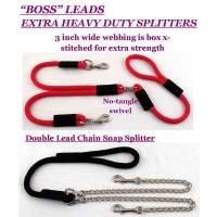 Dogs - Dog Leashes for Large Dogs - Custom Hardware "No-Tangle" Splitter Snap Leashes