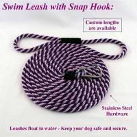 Dog Leashes for Beaches - Swim Stainless Steel Spring Snap Leashes - 20 Foot Swimming Dog Snap Leash 3/8" Round