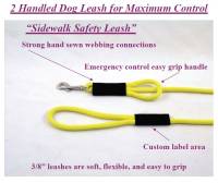 Double Handle Safety Dog Leashes - 3/8 Inch Round Sidewalk Safety Dog Leashes - 25 Foot Sidewalk Safety Dog Snap Leash 3/8" Round Polypropylene