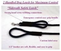 Double Handle Safety Dog Leashes - 1/2 Inch Round Sidewalk Safety Dog Leashes - 10 Foot Sidewalk Safety Dog Snap Leash 1/2" Round Polypropylene