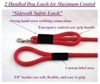 Double Handle Safety Dog Leashes - 5/8 Inch Round Sidewalk Safety Dog Leashes - 6 Foot Sidewalk Safety Dog Snap Leash 5/8" Round Polypropylene