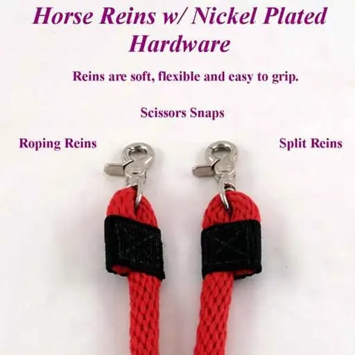 Horse Split Reins Round with Nickel Plated Hardware