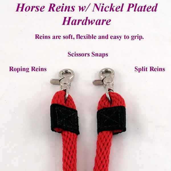 5 ft. Horse Split Reins 1/2 in. Round with Nickel Plated Hardware