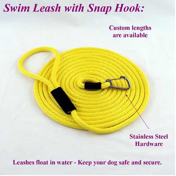 50 Foot Swimming Dog Snap Leash 1/2" Round