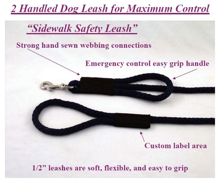 4 Foot Sidewalk Safety Dog Snap Leash 1/2" Round Polypropylene