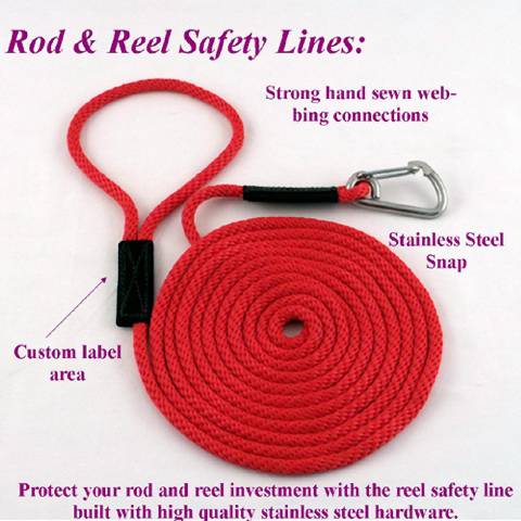 5' Fishing Rod & Reel Safety Line for Freshwater or Saltwater Fishing