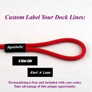 Boat locator dock lines, permanent boat dock lines with personalized label