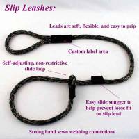 arthritic and handicap friendly leashes, dog slip leash, 1/2" round dog slip leash