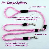 dog leashes for two dogs, no-tangle dog snap leash splitter for two dogs, 3/8" no-tangle dog snap leash splitter for two dogs