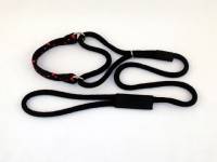 Martingale Adjustable Dog Leash - Black with Black Red Band