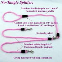 8' "No-Tangle" Splitter Round Snap Leashes 1/4"
