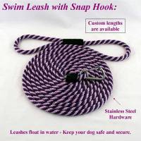 Dog leashes for beaches, dog swim leash with stainless steel spring snap hook